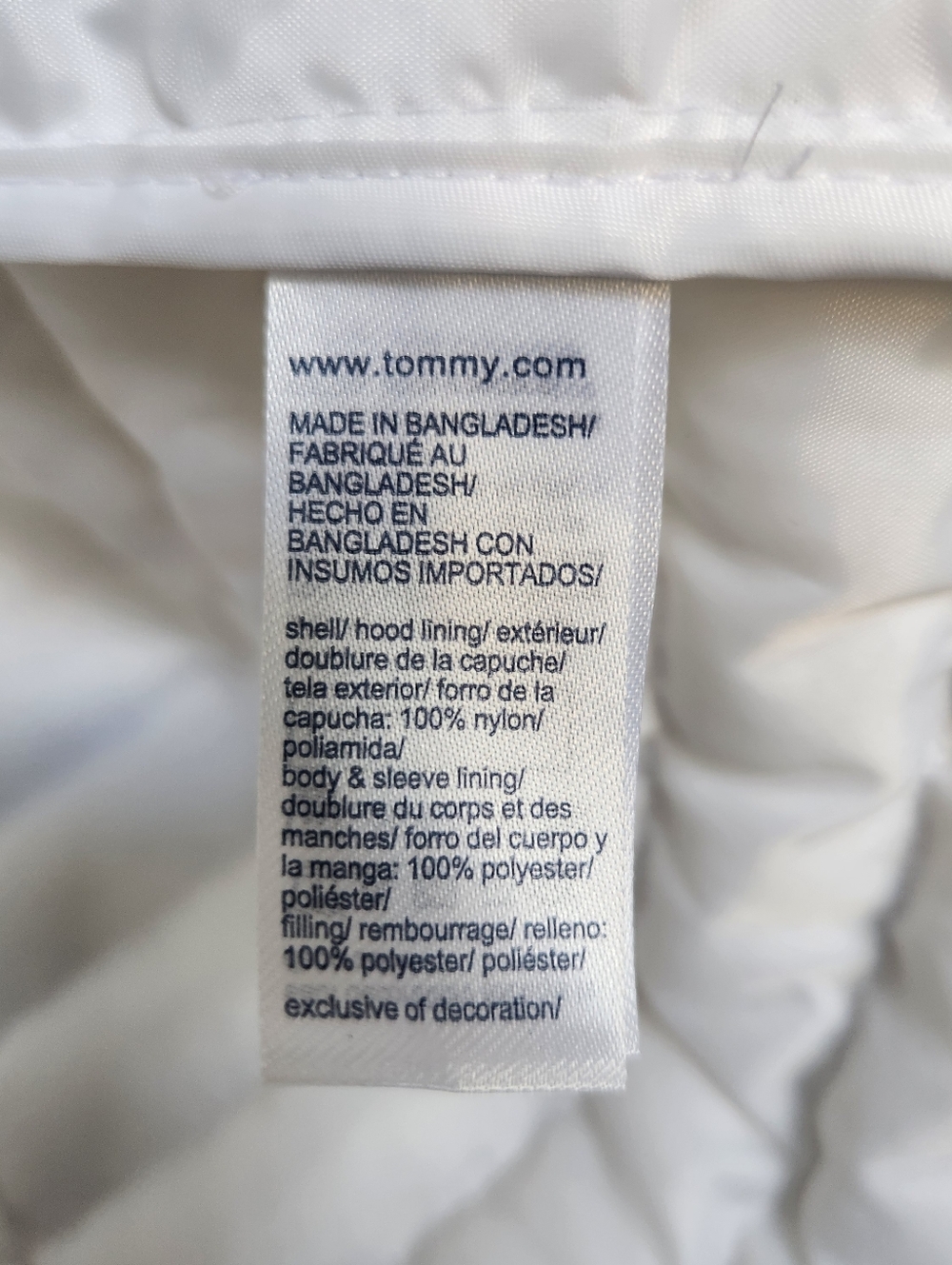 NWT Tommy Hilfiger White Quilted Hooded Zip Up Puffer Size M - Picture 12 of 13